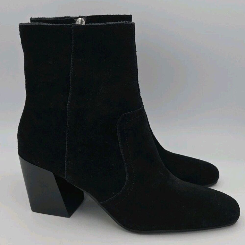Blondo Sadie Waterproof Bootie Woman Black Suede Ankle Block Heel Boots Size 9 - Picture 7 of 10